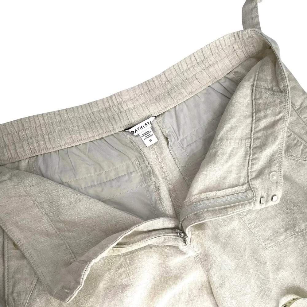 Athleta Voyager 100% Linen PantS Size 16‎ oatmeal neutral
